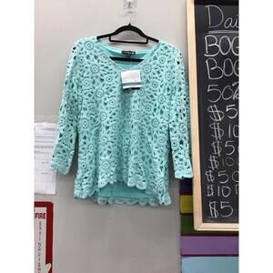 Antthony originals crochet top size large new HSN aqua blue